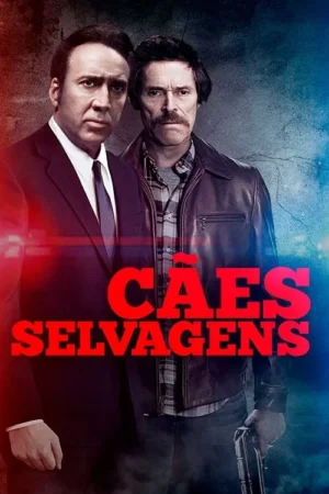 Dois homens, um em terno e outro em jaqueta de couro, em um cenário sombrio e com iluminação dramática. Um deles segura uma arma. A atmosfera é tensa e cheia de suspense.