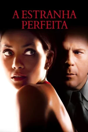 Pôster: Mulher com olhar intenso, virada sobre o ombro, à frente e iluminada. Homem sombrio, com expressão séria, no fundo. Clima tenso.