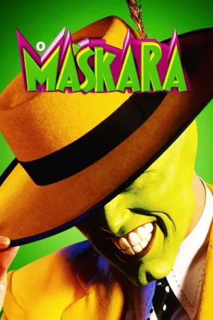 Homem de rosto verde-vivo com sorriso exagerado e dentes enormes. Usa chapéu fedora e terno amarelos, puxando a aba. Fundo verde. Visual cômico.