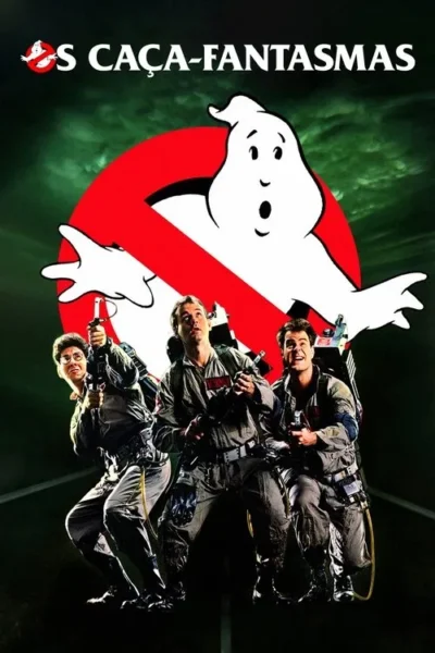 Três homens em uniformes cinzas e com armas se preparam, olhando para cima. Um logo de fantasma proibido domina o fundo verde.