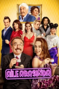 Pôster vibrante com 10 personagens de idades variadas,sorrindo ou surpresos. Casal mais velho em quadro ao fundo. Clima familiar e cômico.
