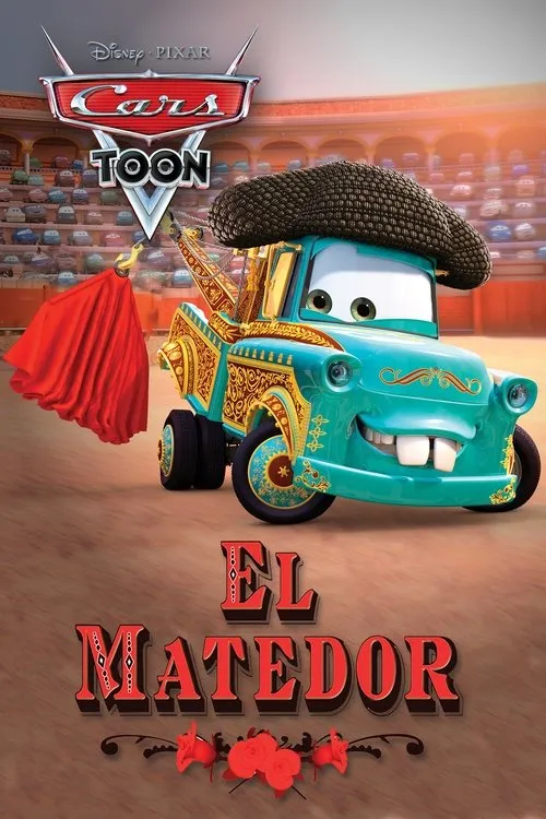 El Matedor 1 Caminhão-guincho azul-claro com chapéu de toureiro e capa vermelha,decorado com dourado,sorri numa arena lotada de carros.