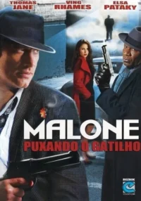Pôster de filme noir. Homem de chapéu com arma em primeiro plano. Mulher de vermelho e outro homem armado em beco escuro. Clima tenso.