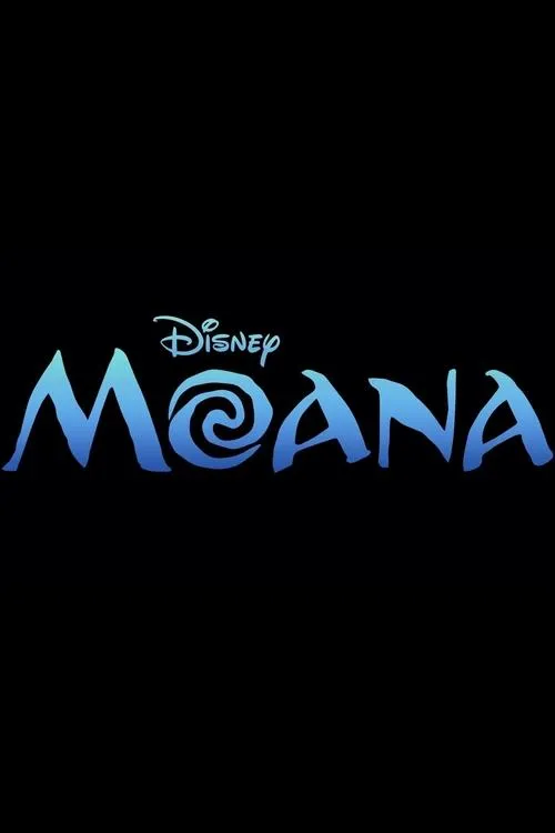 Moana 1 Logo Disney azul e título principal em degradê azul sobre fundo preto. A letra 'O'é um espiral. O estilo remete a temas oceânicos e aventura.
