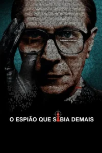 Homem de óculos,com rosto e roupa formados por números e letras em fundo digital. Mão enluvada na testa,olhar focado.