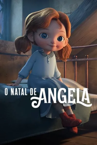 Menina animada ruiva, de grandes olhos azuis e pigtails, sentada numa cama. Veste vestido azul claro e botas vermelhas, com sorriso gentil.