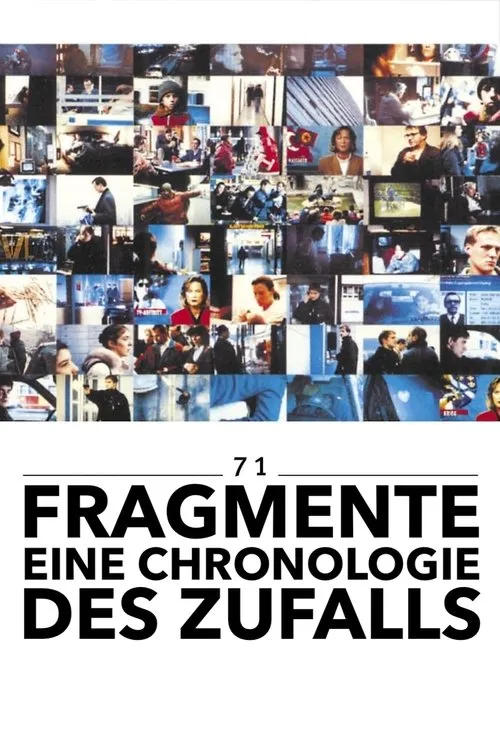 71 Fragmentos de uma Cronologia do Acaso 1 Pôster com colagem de dezenas de fotos. Pessoas em cenas diversas,de notícias a momentos tensos,em cenários urbanos.