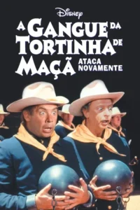 Dois homens com chapéus,uniformes azuis e olhos arregalados seguram bolas de ferro acorrentadas. Outros iguais ao fundo. Poster de comédia.