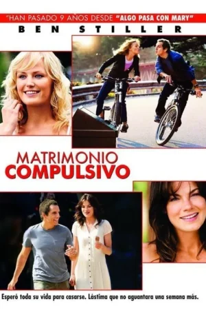 Poster com homem e duas mulheres. Ele pedala com uma loira, quase se beijando. Em outra cena, ele anda de mãos dadas com uma morena. Atmosfera de comédia romântica.