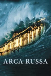 Um palácio suntuoso dourado emerge de ondas gigantes escuras e tumultuadas. Clima dramático e surreal.