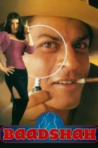 Pôster:rosto de homem com chapéu,lupa no olho e cigarro,e mulher de roxo em pose dramática. Clima de suspense e investigação.