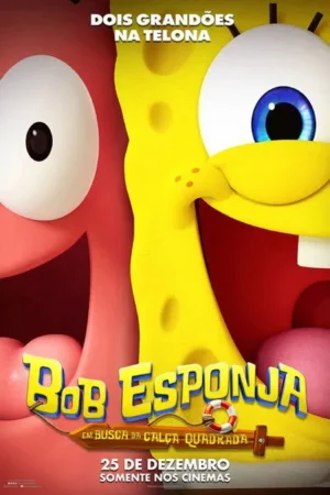 Close-up de dois personagens animados vibrantes, um rosa e um amarelo. Eles sorriem com olhos grandes, transmitindo um clima de alegria e aventura.