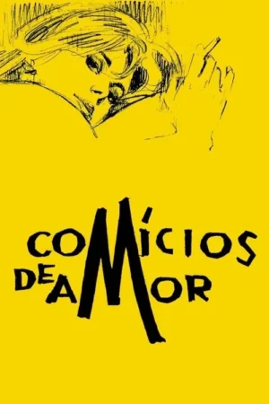 Pôster amarelo vibrante com esboço em preto de uma mulher pensativa de cabelo bagunçado, fumando. Título em letras pretas. Clima melancólico.