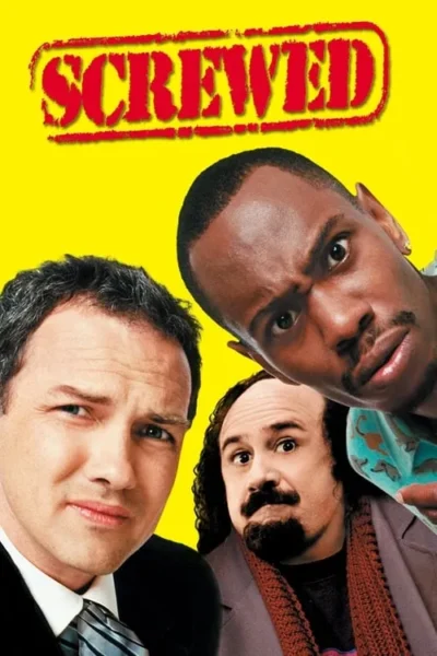 Três homens com expressões cômicas e chocadas olham para a câmera, sobre um fundo amarelo vibrante.