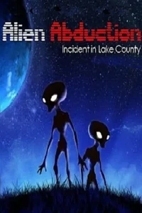 Duas silhuetas de aliens com olhos brilhantes em uma colina. Fundo azul noturno estrelado com planeta. Clima de ficção científica.