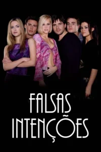 Seis jovens (3 mulheres,3 homens) em poses sérias contra um fundo preto. Duas mulheres em tops roxo e rosa se destacam.