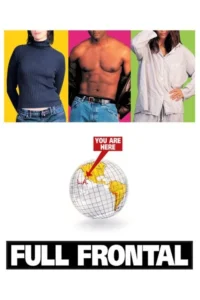 Três pessoas em quadros coloridos:mulher de gola alta,homem sem camisa,mulher de pijama. Abaixo,um globo aponta para L.A. com você está aqui.