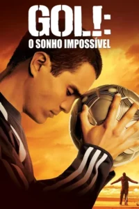 Close de um jogador de futebol pensativo segurando a bola na testa. Fundo de céu laranja intenso ao pôr do sol, com figura pequena no horizonte.