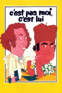 Pôster cômico: Dois homens caricatos. Um de casaco e livro, outro de chapéu e camisa havaiana, apontando para si. Fundo tropical.