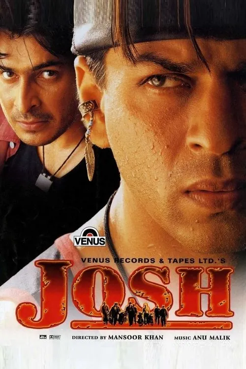 Josh 1 Pôster com dois homens de etnia indiana. Um em primeiro plano,suado,com bandana e brinco de pena. Outro atrás,desfocado. Olhar intenso e clima dramático.