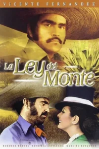 Pôster com homem de sombrero e bigode sério acima. Abaixo, ele e mulher de chapéu se olham, sorrindo. Cenário rural com montanhas e agaves.