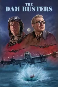 Pôster: Dois homens, um piloto e um engenheiro, sob a lua. Aviões bombardeiros voam baixo; um libera uma bomba que espirra na água. Noite de guerra.
