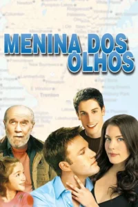 Pôster com 5 personagens:uma mulher,dois homens jovens,um homem idoso e uma criança,sobre um mapa. Clima romântico e familiar.