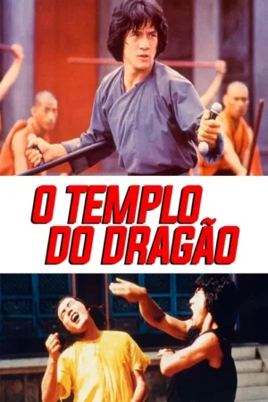 Duas cenas: um homem jovem com vestes e bastões, olhar intenso, em pátio de templo; e dois lutadores em combate feroz.