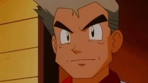 Personagem anime masculino com cabelos grisalhos e olhar sério. Ele veste vermelho, com um fundo de parede amarela e escuridão avermelhada.