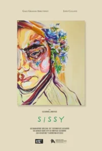 Pintura a óleo vibrante de um rosto expressivo usando óculos, com flores coloridas no cabelo. Clima artístico e intenso.