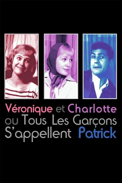 Todos os Rapazes Se Chamam Patrick 1 Três retratos pop art:mulher sorridente em rosa,mulher com lenço em roxo,homem sério em azul. Clima vibrante e retro.