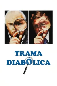 Dois homens de terno com lupas nos olhos, um grisalho e outro moreno, em close-up. Pôster sugere mistério e investigação policial.