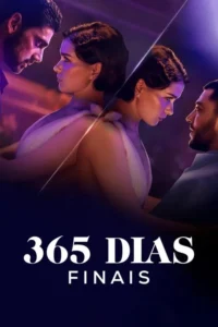 Pôster de um casal em duas cenas espelhadas, trocando olhares intensos. A mulher usa um vestido claro. Fundo escuro com luzes roxas. Clima sensual.
