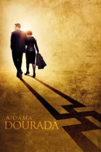 Um homem e uma mulher de costas,juntos,caminham para a luz dourada. Suas sombras longas no chão formam um complexo símbolo angular.