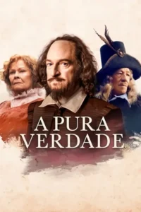 Pôster. Homem com barba e cabelo comprido no centro,sério,flanqueado por uma mulher e um homem de chapéu. Visual histórico e dramático.