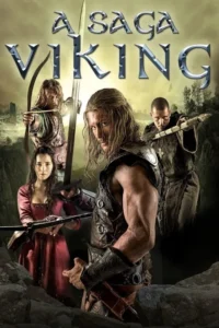 Quatro figuras em poster de aventura medieval. Guerreiro musculoso,mulher com besta,arqueiro e monge. Cenário rochoso e árido,clima intenso.