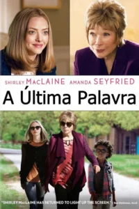 Duas mulheres, uma jovem e uma idosa, em close-ups sorridentes. Abaixo, elas e uma criança caminham sérias e de óculos escuros ao ar livre.