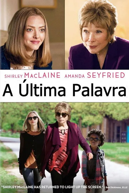 Duas mulheres, uma jovem e uma idosa, em close-ups sorridentes. Abaixo, elas e uma criança caminham sérias e de óculos escuros ao ar livre.