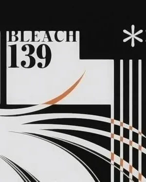 Pôster abstrato e moderno em preto, branco e laranja. Apresenta formas geométricas, linhas curvas dinâmicas, o número 139 e asteriscos.