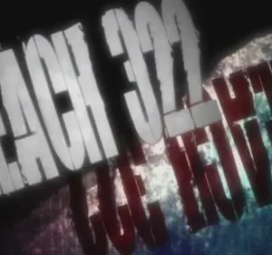 Título estilizado em branco e vermelho, letras grandes e angulares sobre um fundo escuro com texturas abstratas coloridas. Clima dramático e intenso.