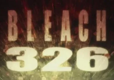 Texto branco e desgastado com números 326 em fundo escuro com tons de vermelho e amarelo. Brilho central e atmosfera dramática.