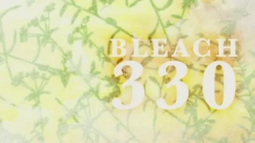 Fundo amarelo e verde com padrão de folhagem suave. Grandes números brancos '330'no centro.