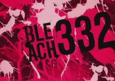 Pôster rosa choque com texto preto 332 e salpicos de tinta branca. Visual abstrato e enérgico.