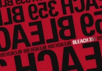 Pôster vermelho intenso com texto preto, maiúsculo, repetido e angulado. Uma parte em branco destaca o texto com o número 359.