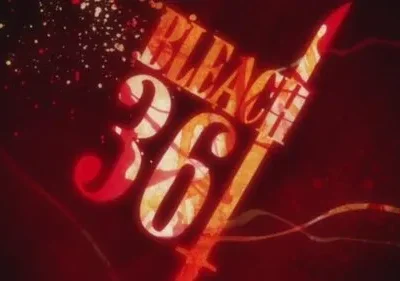 Fundo vermelho escuro com arte laranja-dourada estilizada, incluindo números grandes e uma espada. Salpicos brancos criam clima intenso.