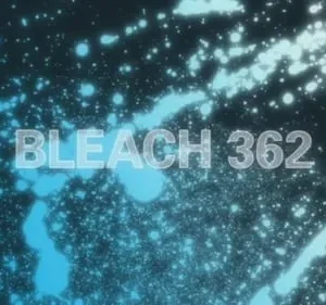 Pôster abstrato escuro com pontos e splatters luminosos azuis e brancos, criando uma atmosfera cósmica e misteriosa.