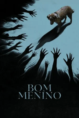 Pôster: Um cão marrom anda sobre um rastro claro. Mãos escuras e grotescas erguem-se da sombra abaixo, tentando alcançá-lo. Clima de horror e suspense.