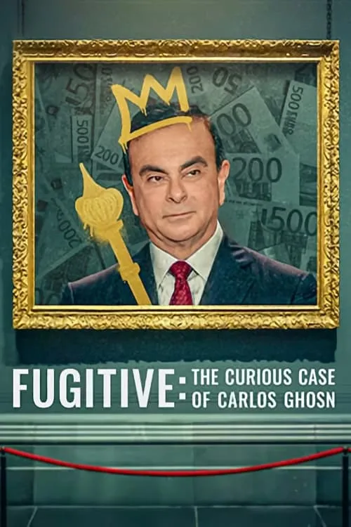 Retrato de homem de terno com coroa e cetro dourados. Notas de euro ao fundo. Moldura dourada em exposição de museu. Clima de riqueza.