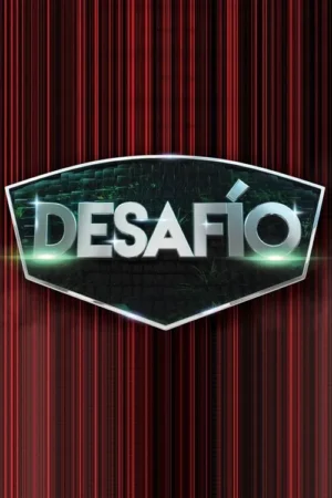 Escudo metálico prateado com letras 3D brilhantes sobre fundo de tijolos escuros e vegetação. Fundo vermelho listrado. Atmosfera tensa.