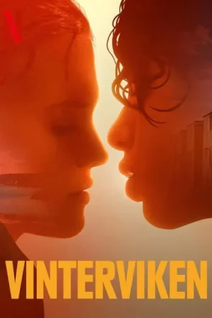 Dois perfis jovens se encaram. Silhueta do homem revela água, da mulher, prédios. Tons quentes criam um clima íntimo e dramático.